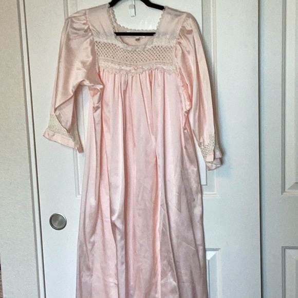Christian Dior Pink Satin Nightgown with Lace Trim P - Picture 1 of 9